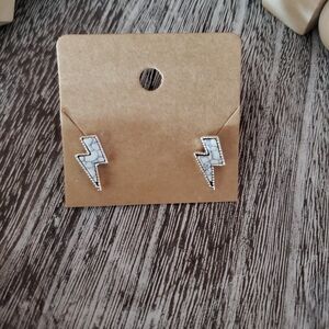 New Western White And Silver Lightning Bolt Earrings